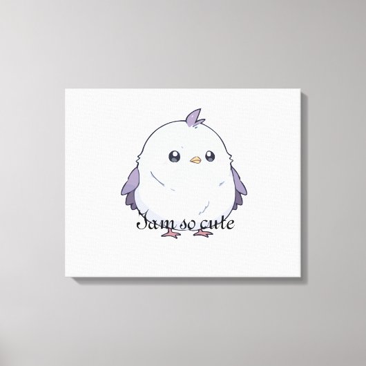 Schattigee Kawaii Chubby Bird Cartoon - Schattige  Canvas Afdruk (Voorkant)