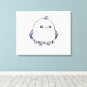 Schattigee Kawaii Chubby Bird Cartoon - Schattige  Canvas Afdruk (Insitu (Houten vloer))
