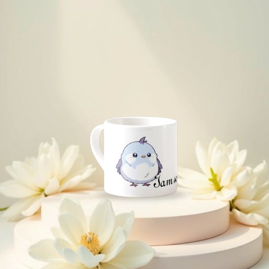 Schattigee Kawaii Chubby Bird Cartoon - Schattige  Espresso Kop