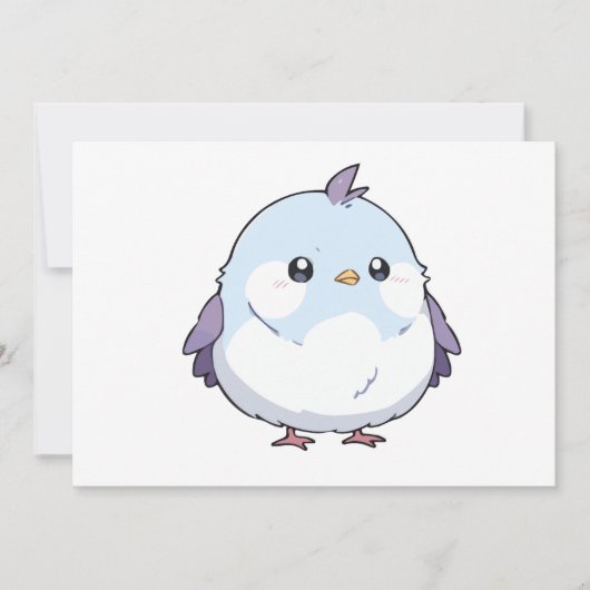 Schattigee Kawaii Chubby Bird Cartoon - Schattige Kaart (Voorkant)