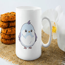Schattigee Kawaii Chubby Bird Cartoon - Schattige  Koffiemok