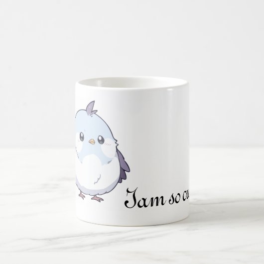 Schattigee Kawaii Chubby Bird Cartoon - Schattige Koffiemok (Center)