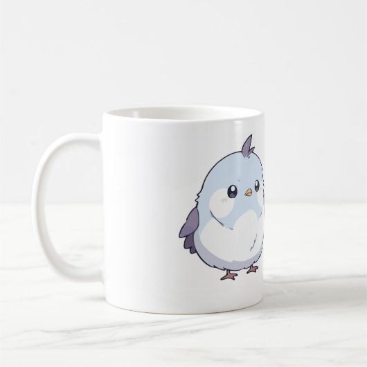 Schattigee Kawaii Chubby Bird Cartoon - Schattige Koffiemok (Links)
