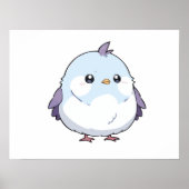 Schattigee Kawaii Chubby Bird Cartoon - Schattige  Poster (Voorkant)
