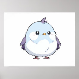 Schattigee Kawaii Chubby Bird Cartoon - Schattige  Poster