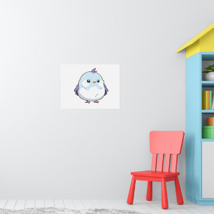 Schattigee Kawaii Chubby Bird Cartoon - Schattige  Poster