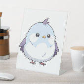 Schattigee Kawaii Chubby Bird Cartoon - Schattige  Reclamebord Met Voetstuk (Insitu)