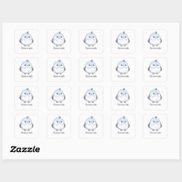 Schattigee Kawaii Chubby Bird Cartoon - Schattige Vierkante Sticker