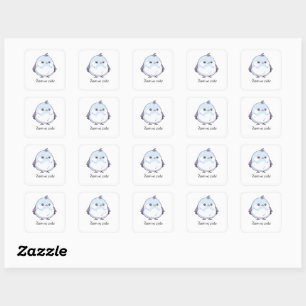 Schattigee Kawaii Chubby Bird Cartoon - Schattige  Vierkante Sticker