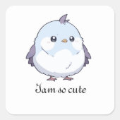 Schattigee Kawaii Chubby Bird Cartoon - Schattige  Vierkante Sticker (Voorkant)