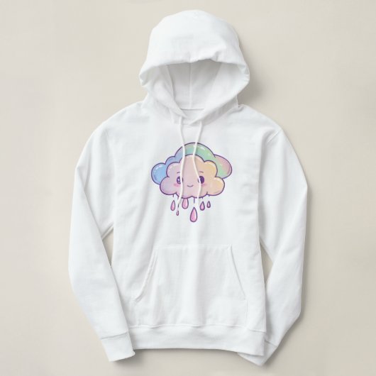 Schattigee Kawaii Cloud met regenboogkleuren en re Hoodie (Design voorkant)