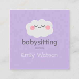 Schattigee Kawaii Cloud Roze Grijs Babysitter Vierkante Visitekaartje