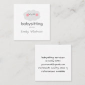Schattigee Kawaii Cloud Roze Grijs Babysitter Vierkante Visitekaartje (Voorkant / Achterkant)