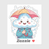 Schattigee Kawaii Cloud Sticker met paraplu en Tin (Vel)