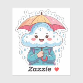 Schattigee Kawaii Cloud Sticker met paraplu en Tin