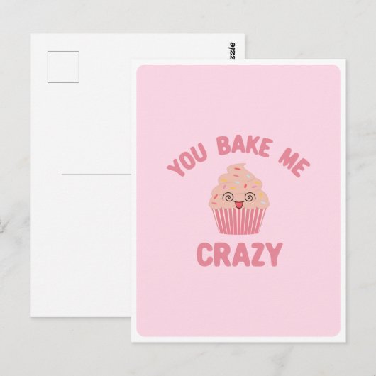 Schattigee Kawaii Crazy Gekke Gezicht Muffin Voeds Briefkaart (Voorkant / Achterkant)