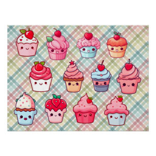 Schattigee kawaii cupcake food muffin perfect poster