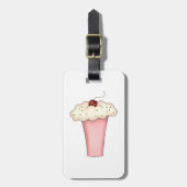 Schattigee Kawaii Cupcake Milkshake met Cherry Bagagelabel (Voorkant verticaal)