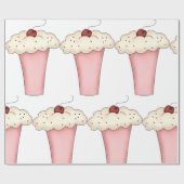 Schattigee Kawaii Cupcake Milkshake met Cherry Cadeaupapier (Vlak)