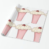 Schattigee Kawaii Cupcake Milkshake met Cherry Cadeaupapier (Uitgerold)