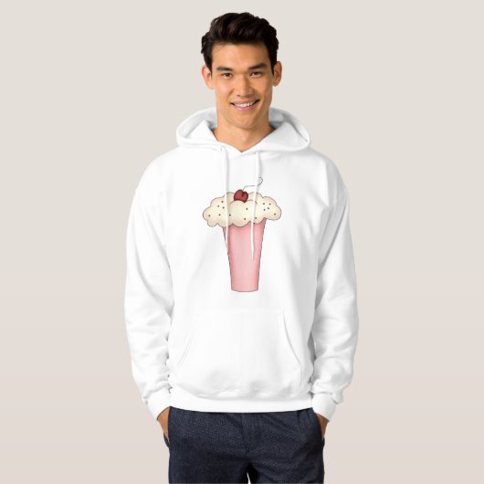 Schattigee Kawaii Cupcake Milkshake met Cherry Hoodie (Voorkant volledig)