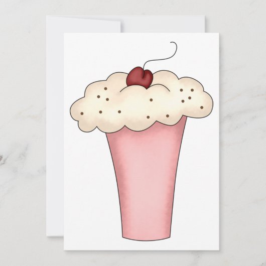 Schattigee Kawaii Cupcake Milkshake met Cherry Kaart (Voorkant)