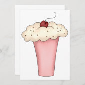 Schattigee Kawaii Cupcake Milkshake met Cherry Kaart (Voorkant / Achterkant)