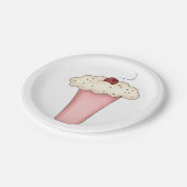 Schattigee Kawaii Cupcake Milkshake met Cherry Papieren Bordje (Gekanteld)