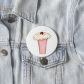 Schattigee Kawaii Cupcake Milkshake met Cherry Ronde Button 7,6 Cm (In situ)