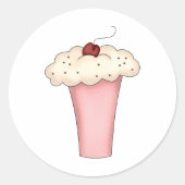Schattigee Kawaii Cupcake Milkshake met Cherry Ronde Sticker (Voorkant)