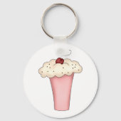 Schattigee Kawaii Cupcake Milkshake met Cherry Sleutelhanger (Voorkant)
