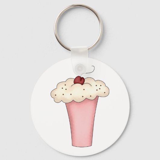Schattigee Kawaii Cupcake Milkshake met Cherry Sleutelhanger (Achterkant)