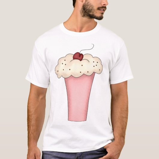 Schattigee Kawaii Cupcake Milkshake met Cherry T-shirt (Voorkant)