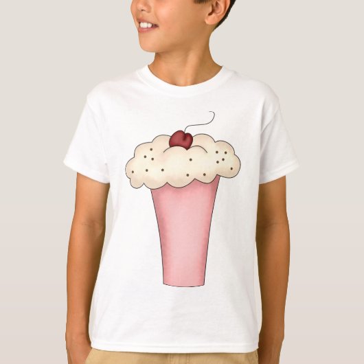 Schattigee Kawaii Cupcake Milkshake met Cherry T-shirt (Voorkant)