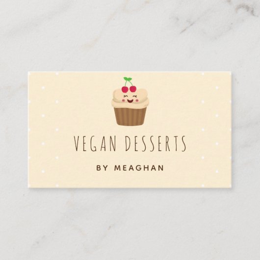 Schattigee Kawaii Cupcake Vegan Dessert Cake Bakke Visitekaartje (Voorkant)
