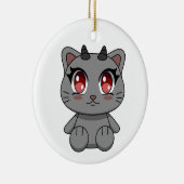 Schattigee Kawaii Demon Cat Keramisch Ornament (Rechts)