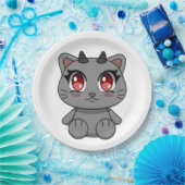 Schattigee Kawaii Demon Cat Papieren Bordje (Feest)