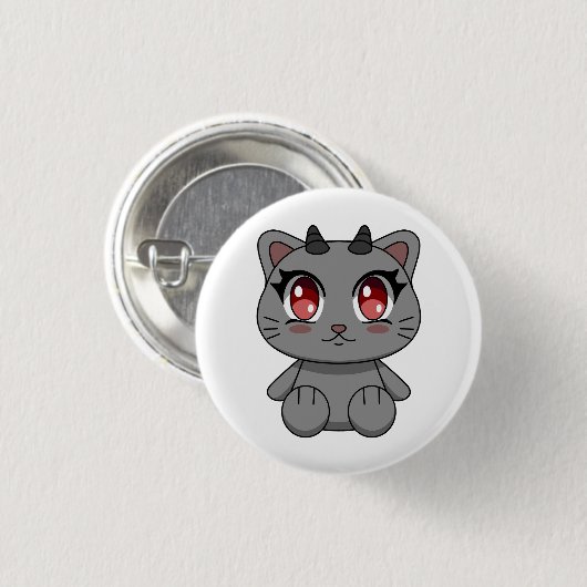 Schattigee Kawaii Demon Cat Ronde Button 3,2 Cm (Voorkant /achterkant)