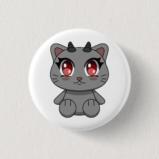 Schattigee Kawaii Demon Cat Ronde Button 3,2 Cm (Voorkant)