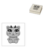Schattigee Kawaii Demon Cat Rubberstempel (Gestempeld)