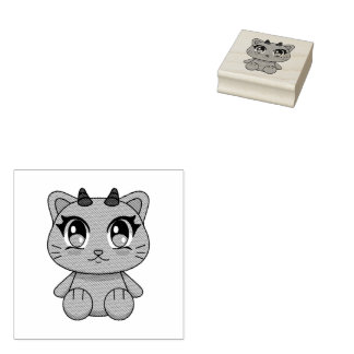 Schattigee Kawaii Demon Cat Rubberstempel