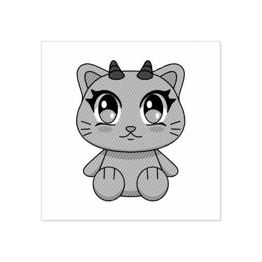 Schattigee Kawaii Demon Cat Rubberstempel (Afrduk)