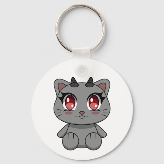 Schattigee Kawaii Demon Cat Sleutelhanger (Voorkant)