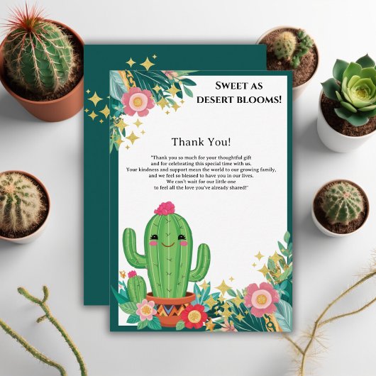 Schattigee Kawaii Desert Bloom Floral Cactus Baby Bedankkaart