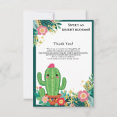 Schattigee Kawaii Desert Bloom Floral Cactus Baby Bedankkaart (Voorkant)