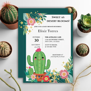 Schattigee Kawaii Desert Bloom Floral Cactus Baby  Kaart
