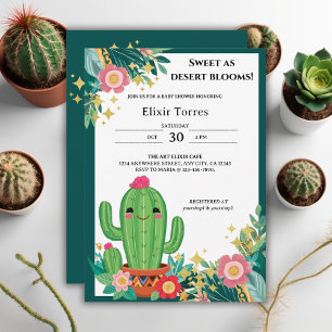 Schattigee Kawaii Desert Bloom Floral Cactus Baby  Kaart
