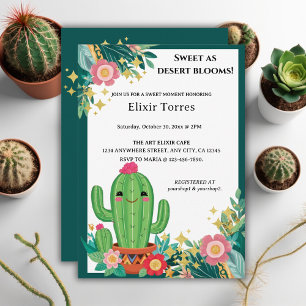 Schattigee Kawaii Desert Bloom Floral Cactus Baby  Kaart