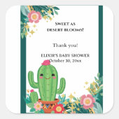 Schattigee Kawaii Desert Bloom Floral Cactus Baby  Vierkante Sticker (Voorkant)