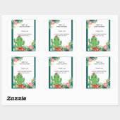 Schattigee Kawaii Desert Bloom Floral Cactus Baby  Vierkante Sticker (Vel)